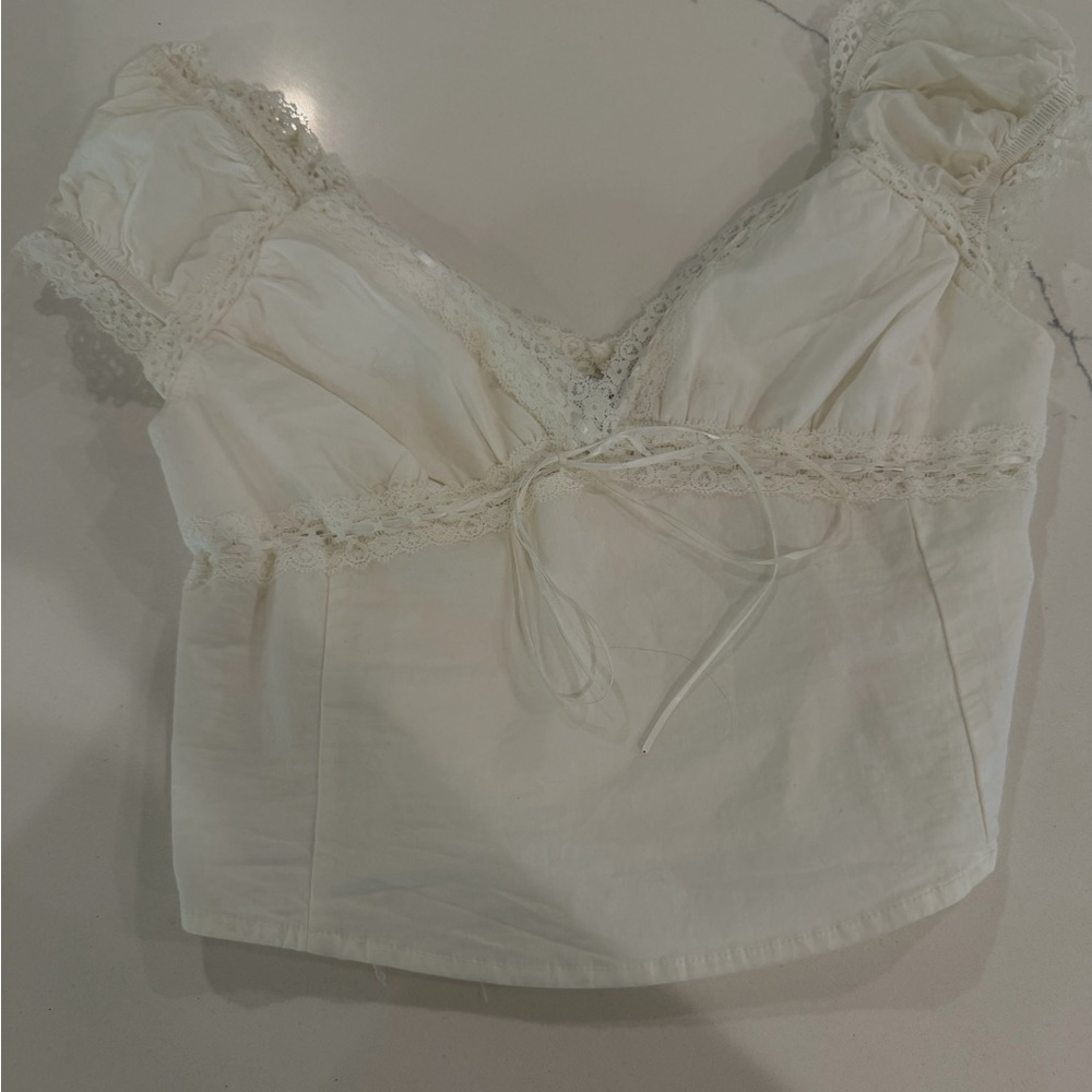 La Hearts Cream Lace-Trim Camisole